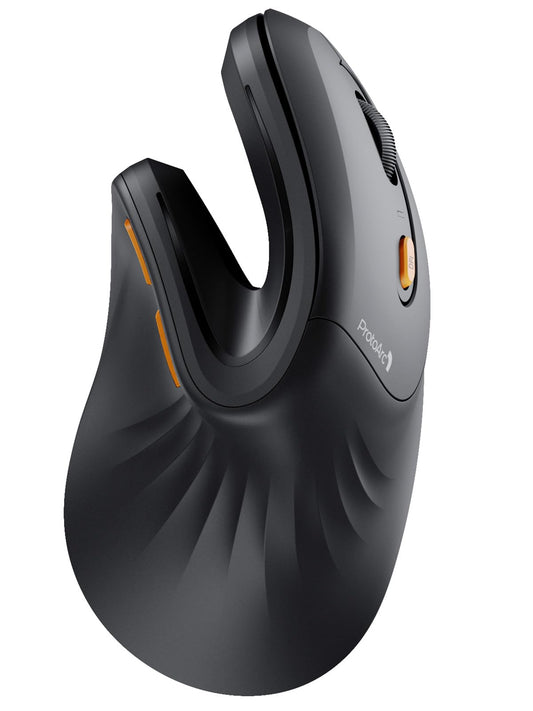 ProtoArc EM11 NL Ergonomic Vertical Mouse, MINI Wireless Rechargeable Mouse with 3 Devices (2*Bluetooth+USB), Vertical Wireless Mouse for Computer, iPad, Mac, Windows - Black