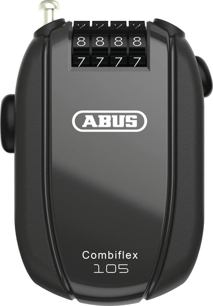 ABUS cable lock Combiflex - lock for securing skis, helmet, stroller, and luggage - length 105 cm - 2.4 mm thick - with combination code - with CHR holder, black
