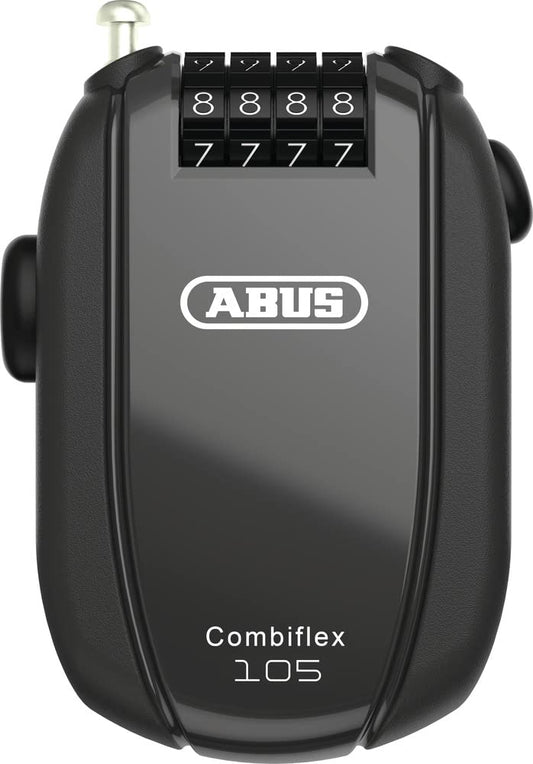 ABUS cable lock Combiflex - lock for securing skis, helmet, stroller, and luggage - length 105 cm - 2.4 mm thick - with combination code - with CHR holder, black