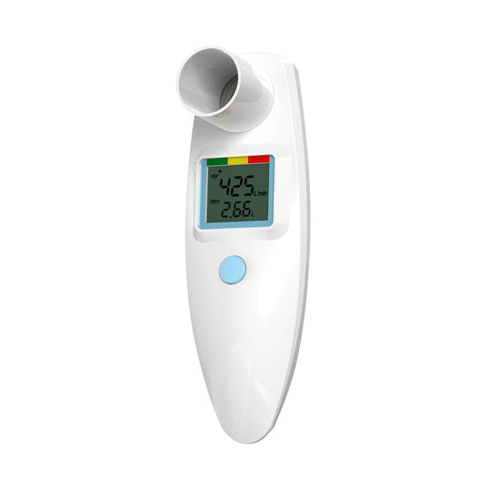 Peak Flow Meter, no Bluetooth, for adults and children to monitor lung function, LCD, digital spirometer for asthma, COPD, PEF & FEV1, risk indicator, diary form.