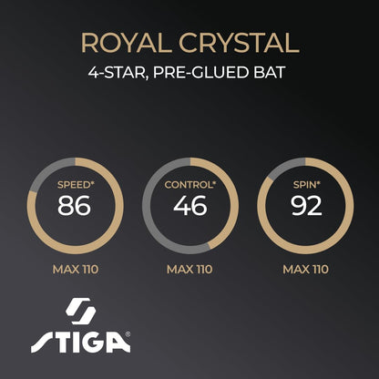 STIGA Royal Crystal Table Tennis Racket - High-speed racket with ITTF-approved STAR 4 rubber, 2.0mm sponge, and Crystal Technology - Perfect for fast and precise ping pong games.