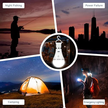 USB-C Rechargeable Bulb With Remote Control, 7W E27 Smart Battery Bulb, Touch Control Dimmable LED Bulbs With Timing Function, Outdoor Camping Emergency Light With Hook, 6500k/2 pack
