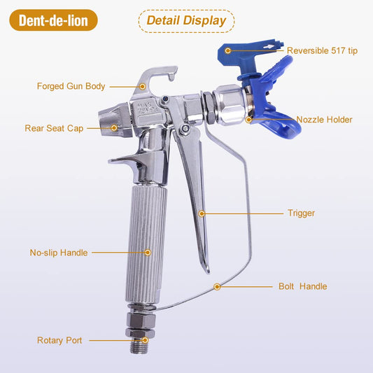 3600 PSI Airless Paint Gun High Pressure + Nozzle Seat +5 x Airless Paint Gun Filters