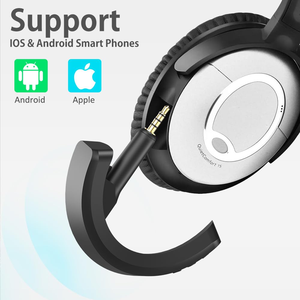 YOCOWOCO Wireless Bluetooth 5.0 Adapter for Bose QuietComfort QC15 Headphones, aptX/MIC/Volume Control, Black