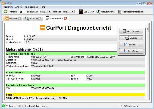 AutoDia K509 for CarPort software CAN UDS or KKL USB diagnostic interface