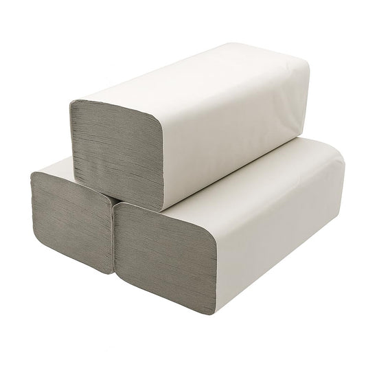 Paper towels 25x23 cm V-fold - 5000 pieces | 1-ply folded towels made of recycled paper | Disposable paper towels for dispensers | Bulk pack for office, workshop & gastronomy - Enpack Pakla