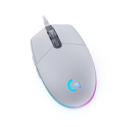 Logitech G203 Gaming Mouse with customizable LIGHTSYNC RGB lighting, 6 programmable buttons, gaming-grade sensor, 8,000 DPI tracking, Lightweight - White