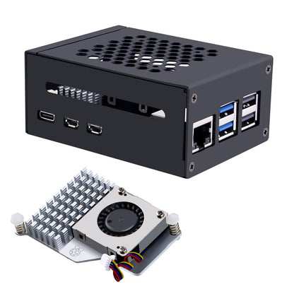 GeeekPi Raspberry Pi 5 case with Official Active Cooler, Supports PCIe M.2 NVMe SSD Shield Top X1001/X1000/N04/N05