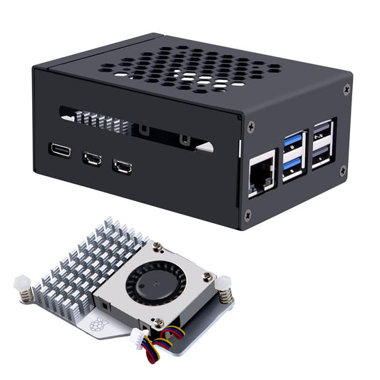 GeeekPi Raspberry Pi 5 case with Official Active Cooler, Supports PCIe M.2 NVMe SSD Shield Top X1001/X1000/N04/N05