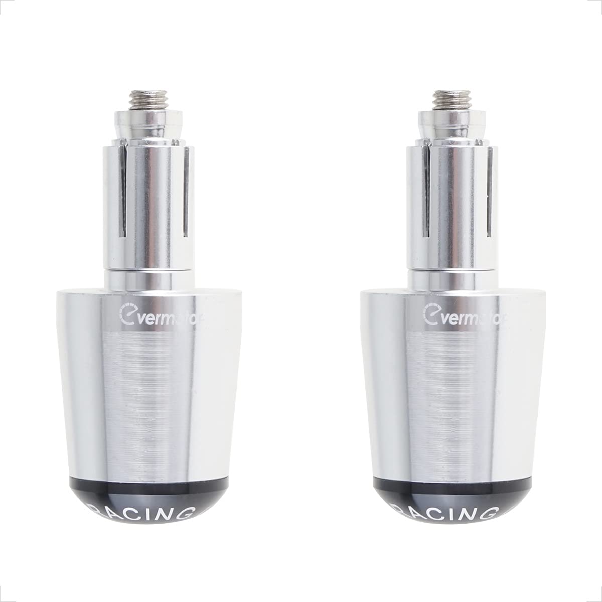 Evermotor [Ø22mm (7/8")] 2 X Motorcycle CNC Aluminum Handlebar Grips Handlebar Ends, Motorcycle Handlebar Grips End Caps for Most Motorcycles/Scooters Silver