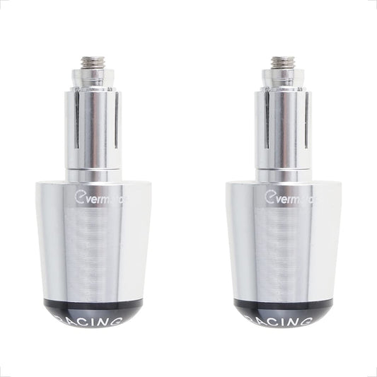Evermotor [Ø22mm (7/8")] 2 X Motorcycle CNC Aluminum Handlebar Grips Handlebar Ends, Motorcycle Handlebar Grips End Caps for Most Motorcycles/Scooters Silver