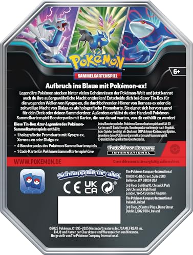 Pokémon Trading Card Game: Tin Box Azure Legends: Dialga-ex (4 booster packs & 1 holographic promo card)