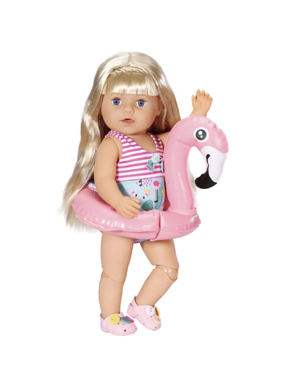 BABY Born Little Sister Mermaid 46 cm, waterproof mermaid doll Holiday Swim Fun, set for dolls with clogs, swim ring, and swimsuit, for 43 cm dolls, 831731 Zapf Creation