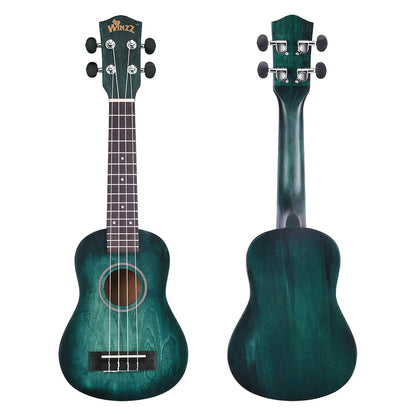 Winzz 21" Soprano Ukulele Beginner Set for Children Adults, Unique Color Design, with Bag, Tuner, Extra Strings, Strap, Note Stickers, Polishing Cloth - Dark Cyan