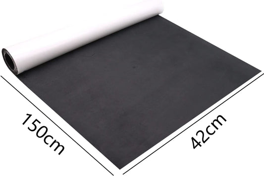 PannGU microfiber fabric self-adhesive suitable for dashboard interior stretchable stretchable film, premium velvety suede imitation for jewelry drawer/flooring (Black Gray 42cm x 150cm)