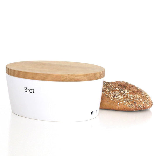 440s.de Ceramic Breadbox with wooden lid, approx. 30 x 23 x 13.5 cm | CON-03930000