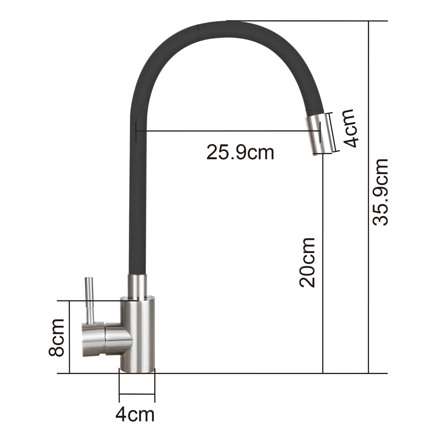 Mursche Kitchen Faucet Black - Stainless Steel Mixer Tap 360° Rotatable Swivel Sink Faucet Kitchen Faucet with Flexible Spout High Pressure Dishwashing Faucet