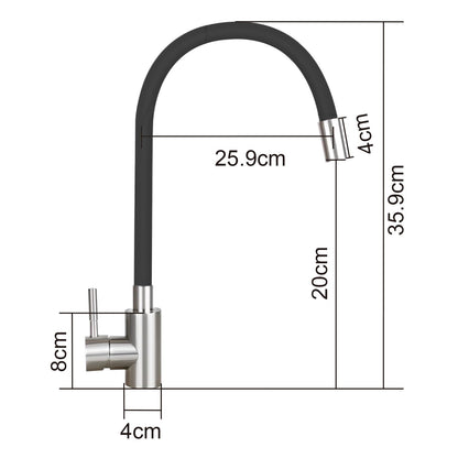 Mursche Kitchen Faucet Black - Stainless Steel Mixer Tap 360° Rotatable Swivel Sink Faucet Kitchen Faucet with Flexible Spout High Pressure Dishwashing Faucet