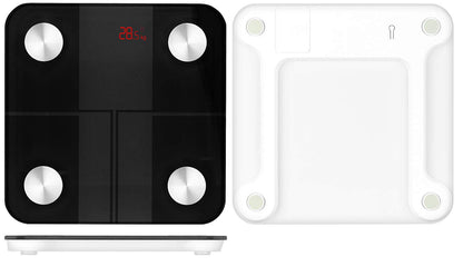 newgen medicals body fat scale: 14-in-1 body analysis scale made of glass, Bluetooth, app, user recognition (bathroom scale, body scales, senior friendly)