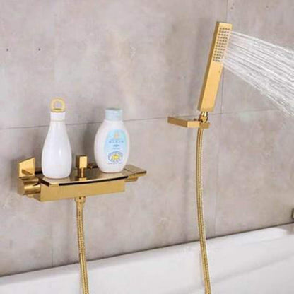Bathtub faucet waterfall faucet bathtub mixer with shower tub faucet, tub faucet waterfall, bathtub faucet set, brass bathtub faucets (gold)
