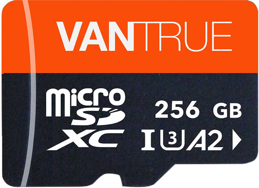 VANTRUE 256GB microSD card, UHS-I U3 4K, with adapter, compatible with dashcams, smartphones, tablets, action cameras, and surveillance cameras (256G)