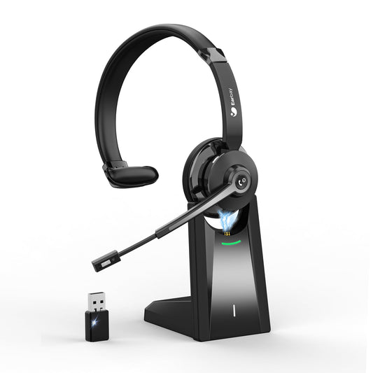 Earbay Wireless Headset with microphone, Bluetooth headset with USB adapter & charging dock, headphones for home office, wireless PC headphone with microphone for phone/Teams/Zoom/office/Skype/computer.
