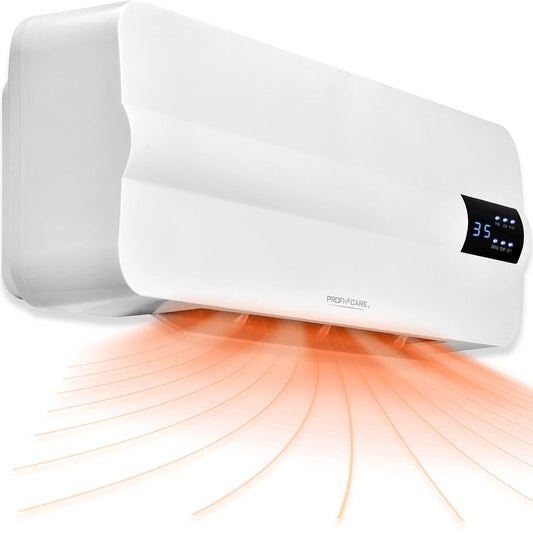 ProfiCare® wall fan heater with window open detection | Radiator for up to 60sqm | Electric heater for wall mounting including mounting material | Heater with 1.5m cable, remote control & timer | PC HL 3116