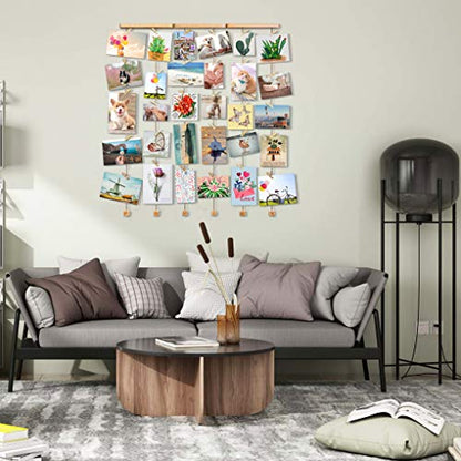 Love-KANKEI Family Picture Frame Collage with 30 Small Wooden Clips, Perfect Gift for Birthday, Wedding, Christmas, etc.