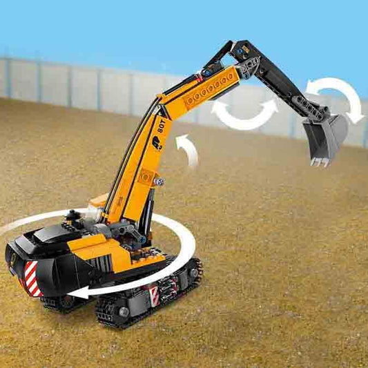 LEGO City Crawler Excavator, toy excavator for kids aged 8 and up, construction toy with excavator model, buildable truck with accessories, and 3 minifigures 60420