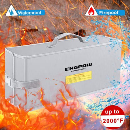 Lipo Safe Bag Ebike Battery Bag Fireproof up to 2000 °F Battery Bag Waterproof & Explosion-proof, 45 x 15 x 20 cm Battery E-Bike Battery Cover for Storage & Transportation & Charging