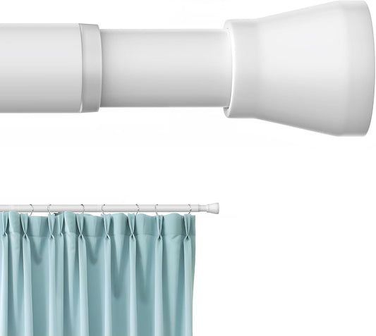 AIZESI 1 Piece Curtain Rod without Drilling Telescopic Rod Curtain Rod Shower Curtain Rod Tension Rod Adjustable Curtain Rod Clamp Rod for Curtains, Bathroom White 110-190CM (Diameter 22mm)