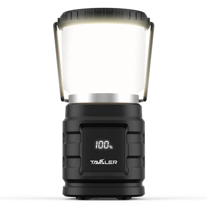 Tavaler Camping Lantern 4400mAh Battery USB C Rechargeable Camping Lamp with LED Battery Display Screen Camping Light IP65 Waterproof Camp Light for Hiking Outdoor, Emergency, Power Bank.