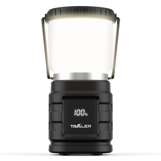 Tavaler Camping Lantern 4400mAh Battery USB C Rechargeable Camping Lamp with LED Battery Display Screen Camping Light IP65 Waterproof Camp Light for Hiking Outdoor, Emergency, Power Bank.