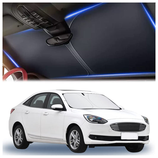 Thick sun protection car front windshield with storage bag, Keeps car interior cool, Universal sun protection car front sun protection for cars, SUVs, trucks (M: 140x70cm)