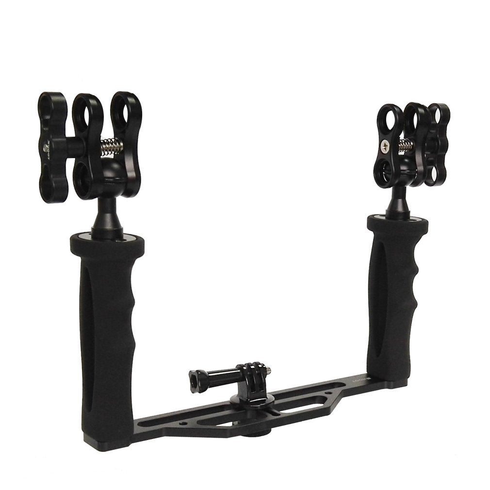 SHOOT Handheld Stabilizer Dual Handle for GoPro Hero 13/12/11/10/9/8/7/(2018)/6/5/4 Cameras and Underwater Dome Port and all Video Light Camera Camcorder LED Light with Ball Head Mount Adapter