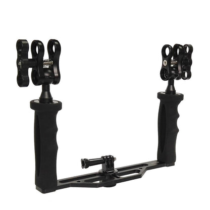 SHOOT Handheld Stabilizer Dual Handle for GoPro Hero 13/12/11/10/9/8/7/(2018)/6/5/4 Cameras and Underwater Dome Port and all Video Light Camera Camcorder LED Light with Ball Head Mount Adapter