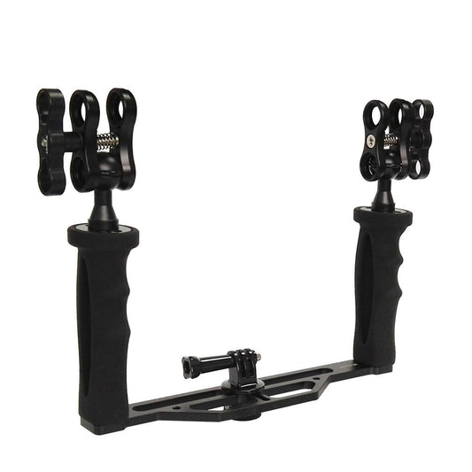 SHOOT Handheld Stabilizer Dual Handle for GoPro Hero 13/12/11/10/9/8/7/(2018)/6/5/4 Cameras and Underwater Dome Port and all Video Light Camera Camcorder LED Light with Ball Head Mount Adapter