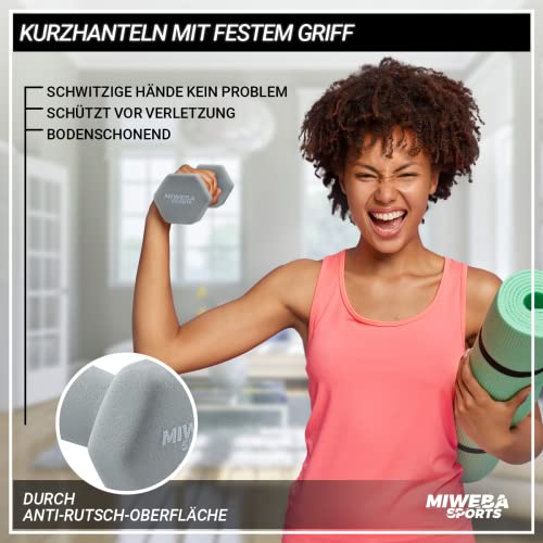 Miweba Sports Neoprene Dumbbell Set NKH100 | 𝐏𝐫𝐨𝐟𝐢 Dumbbell - Hex Dumbbells Set - Dumbbells - Dumbbell Set - Gym Dumbbells - Dumbbell Set - Dumbbell - 0.5-10 Kg (2X 5.0 kg, Green)