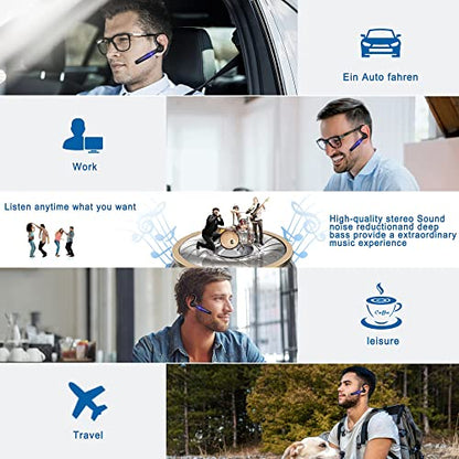 Ceppekyy Bluetooth headset phone with microphone, wireless in-ear headphones, 48hrs talk time, Bluetooth hands-free, new gold for iPhone Samsung Android.