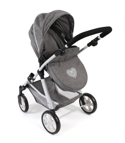 Bayer Chic 2000 - Doll carriage Nele, 2in1 combination doll carriage for children aged 4 to 8 years, denim gray, 45cm-84cm