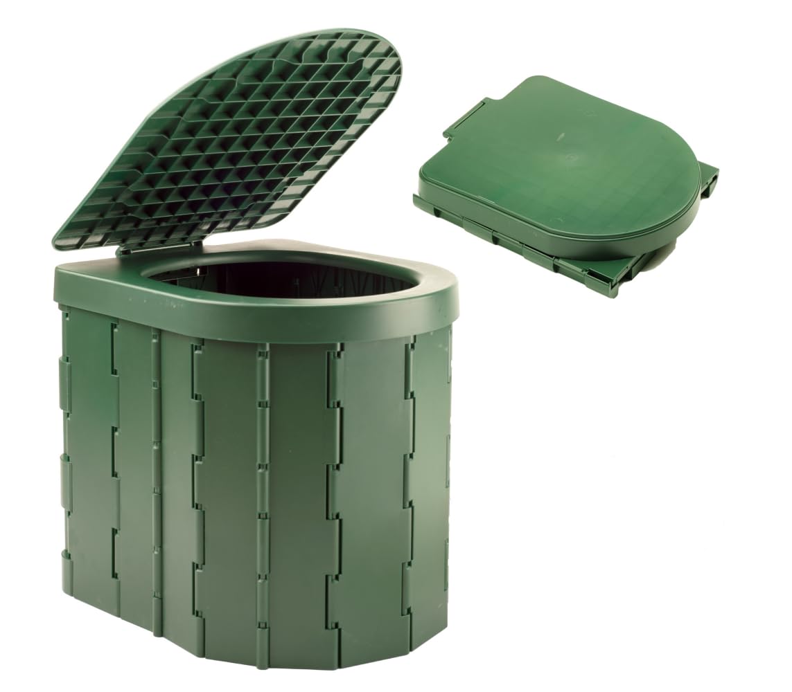 KINSPORY Camping Toilet, Portable Toilet, Separation Toilet, Portable Toilet for Outdoor or Indoor, Folding Potty for Car Camping (Green with lid)