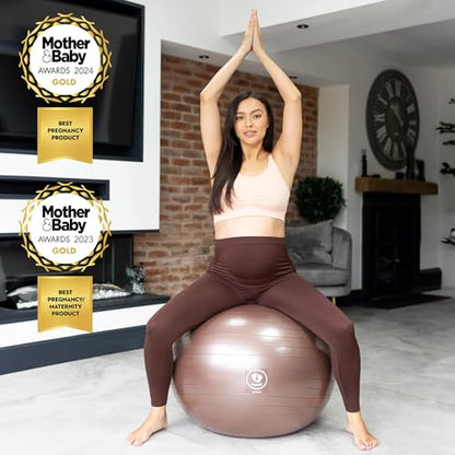 BABYGO® Pregnancy Exercise Ball Office Yoga Pezzi Ball | Includes Pregnancy Book for Birth & Fitness | Anti-Burst 1000 Kg (Mocha, 75cm)