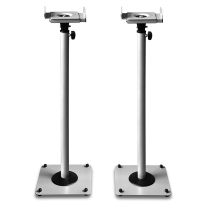 2 metal speaker stands - speaker stand bases - height adjustable with cable channel - Silver-gray Model: BS16S
