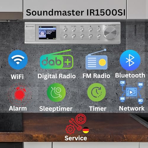 Soundmaster IR1500SI internet radio DAB+ digital radio network player UPNP Bluetooth kitchen under-cabinet radio cabinet radio