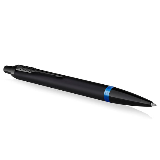 Parker IM Vibrant Rings Ballpoint Pen | satin black with navy blue accents | medium point with blue refill | gift box