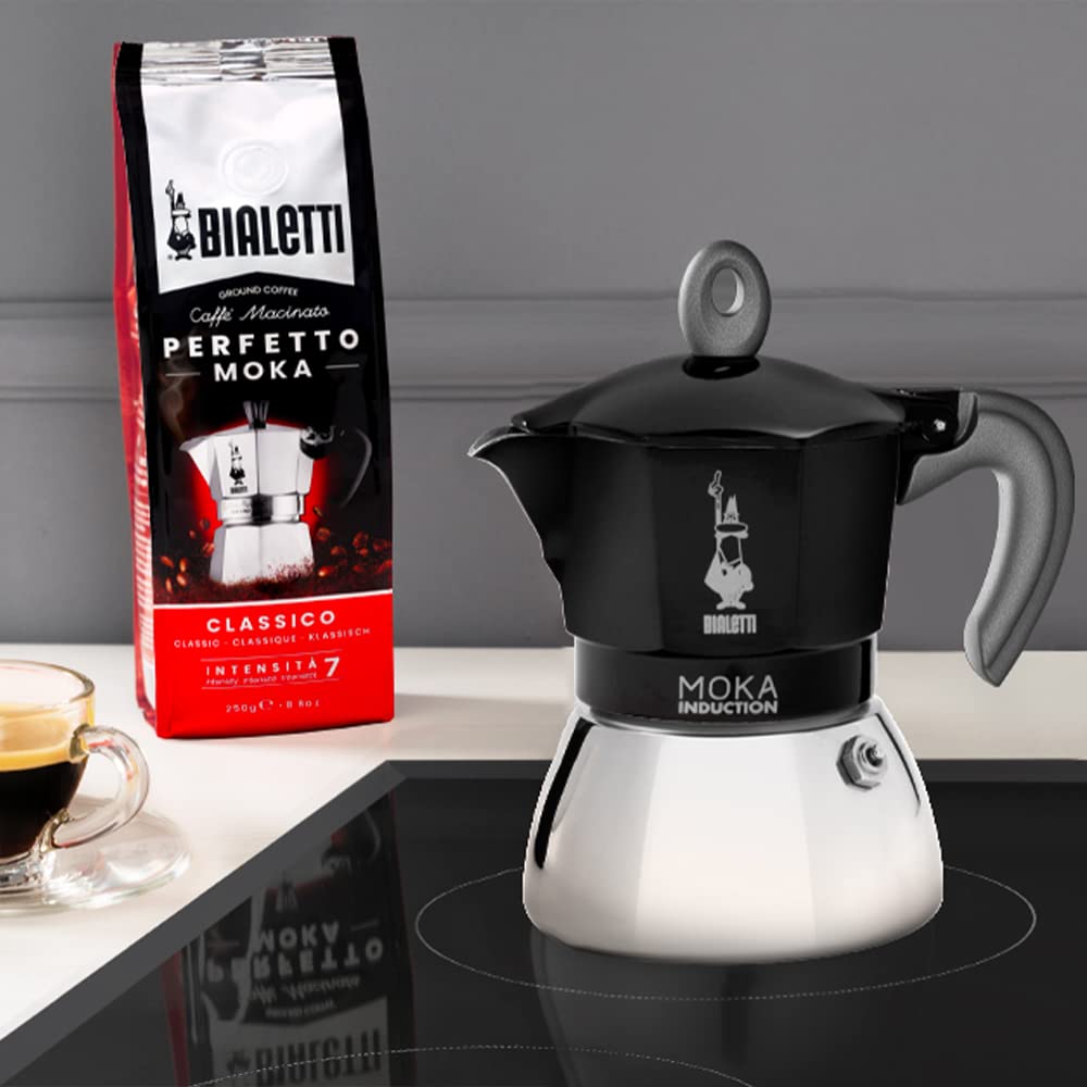 Bialetti - Moka Induction, Moka pot, Suitable for All Stove Types, 2 Cups of Espresso (100ml), Black.