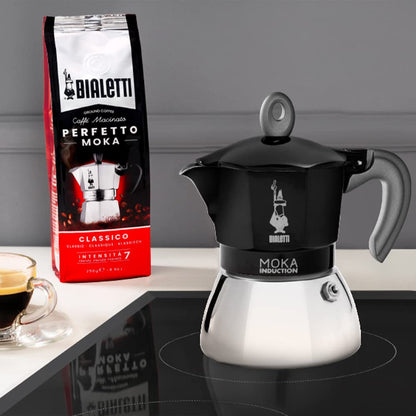 Bialetti - Moka Induction, Moka pot, Suitable for All Stove Types, 2 Cups of Espresso (100ml), Black.