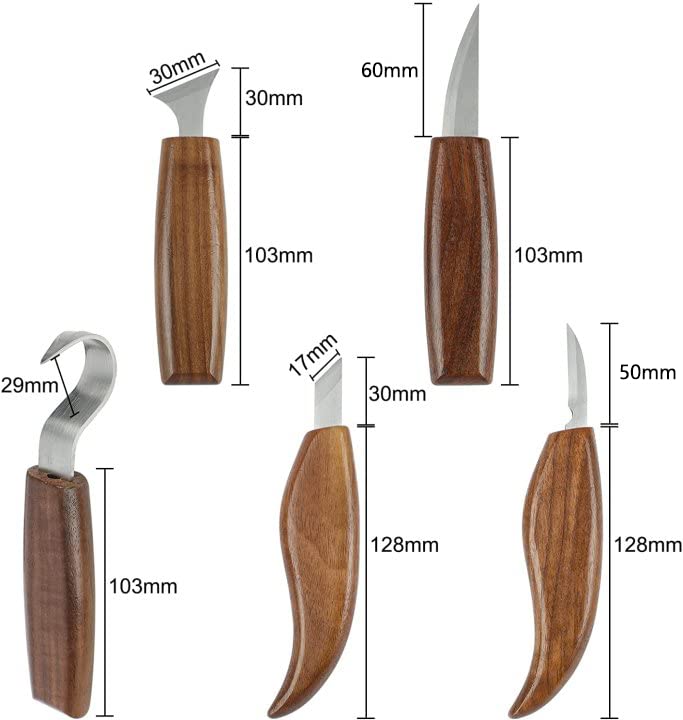 Wood Carving Tool Set, 10 in 1 carving knife set with 5* knife carving chisel, cut-resistant gloves, oil wax, polishing tape, Ideal carving set for beginners and professionals.
