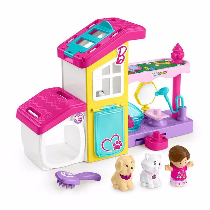 Fisher-Price Little People Barbie Toddler Playset and Animal Station with Spa and musical sounds, 4 pieces for kids ages 18 months and up, HJW76