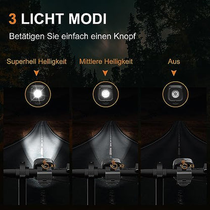 Antimi bicycle light set, StVZO-approved lighting set LED IPX5 front light + rear light bike light set USB Type C.